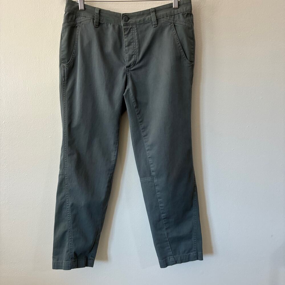 Prana Organic Cotton Ankle Pants Womens 10 Sage Green Khaki Athleisure Stretch